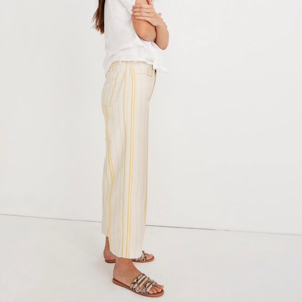 Madewell Emmett Crop Wide Leg Pants Honeysuckle - Picture 2 of 7